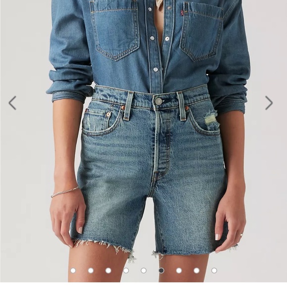 Levi's Pants - Levi's 501 Mid-Thigh Denim Shorts - Light Blue